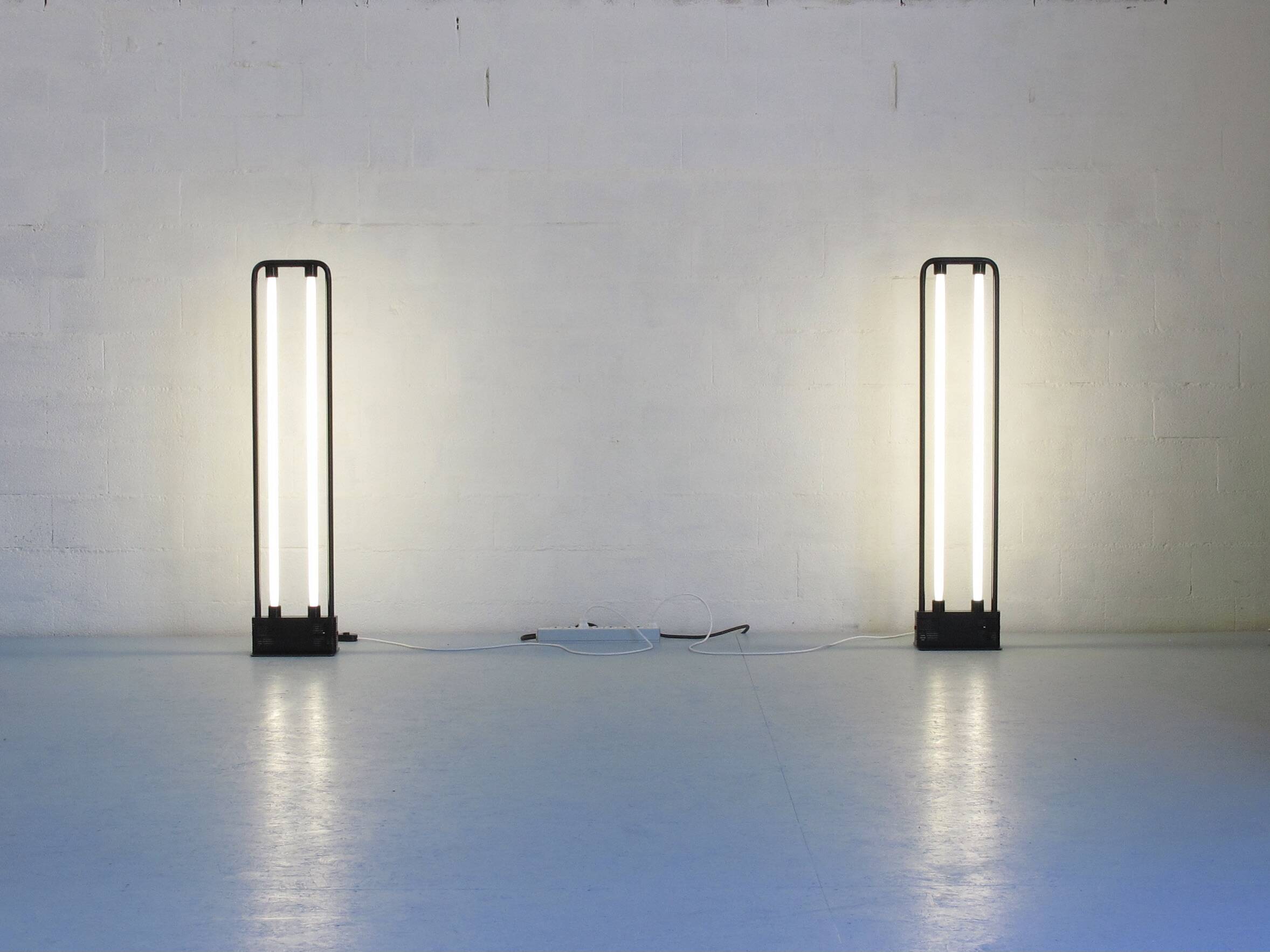 Pair of Duetto neon floor lamps, Zerbetto Italia, 1980s
