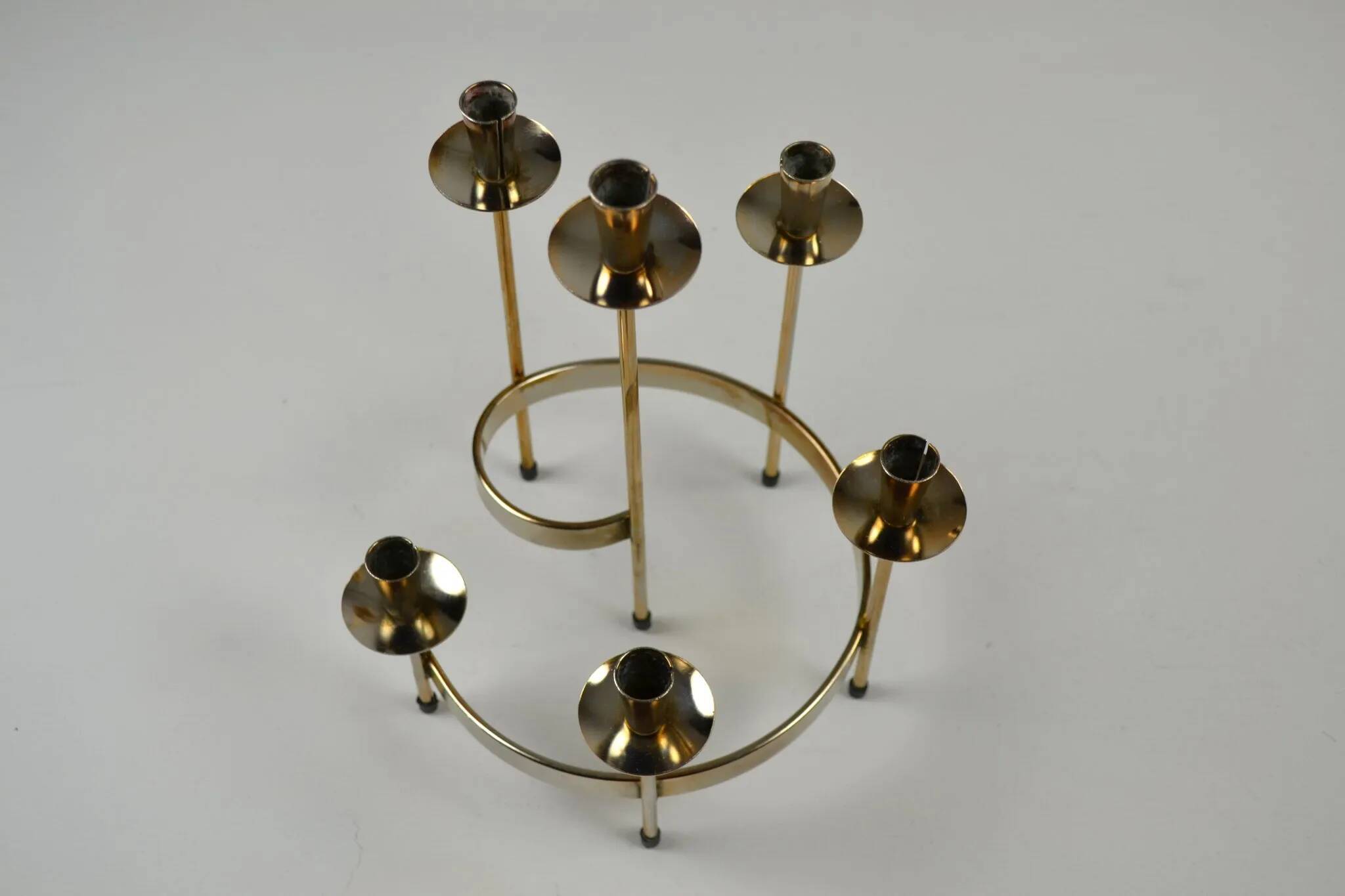 Set of Brass “Swirl” and “Spiral” Candle Holders by Gunnar Ander for Ystad-Metall, Sweden, 1960s