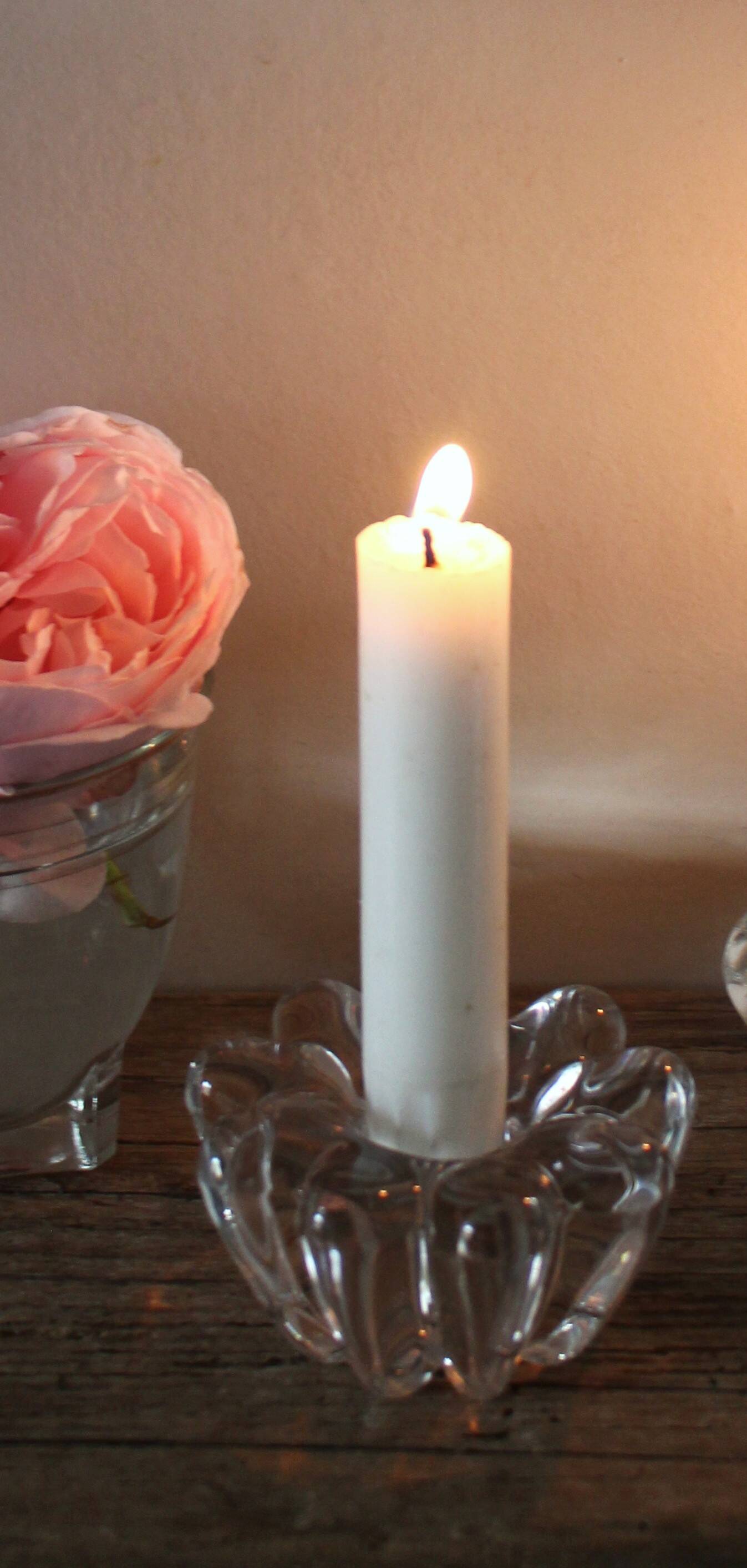 Glass flower candle holder vintage taper candle