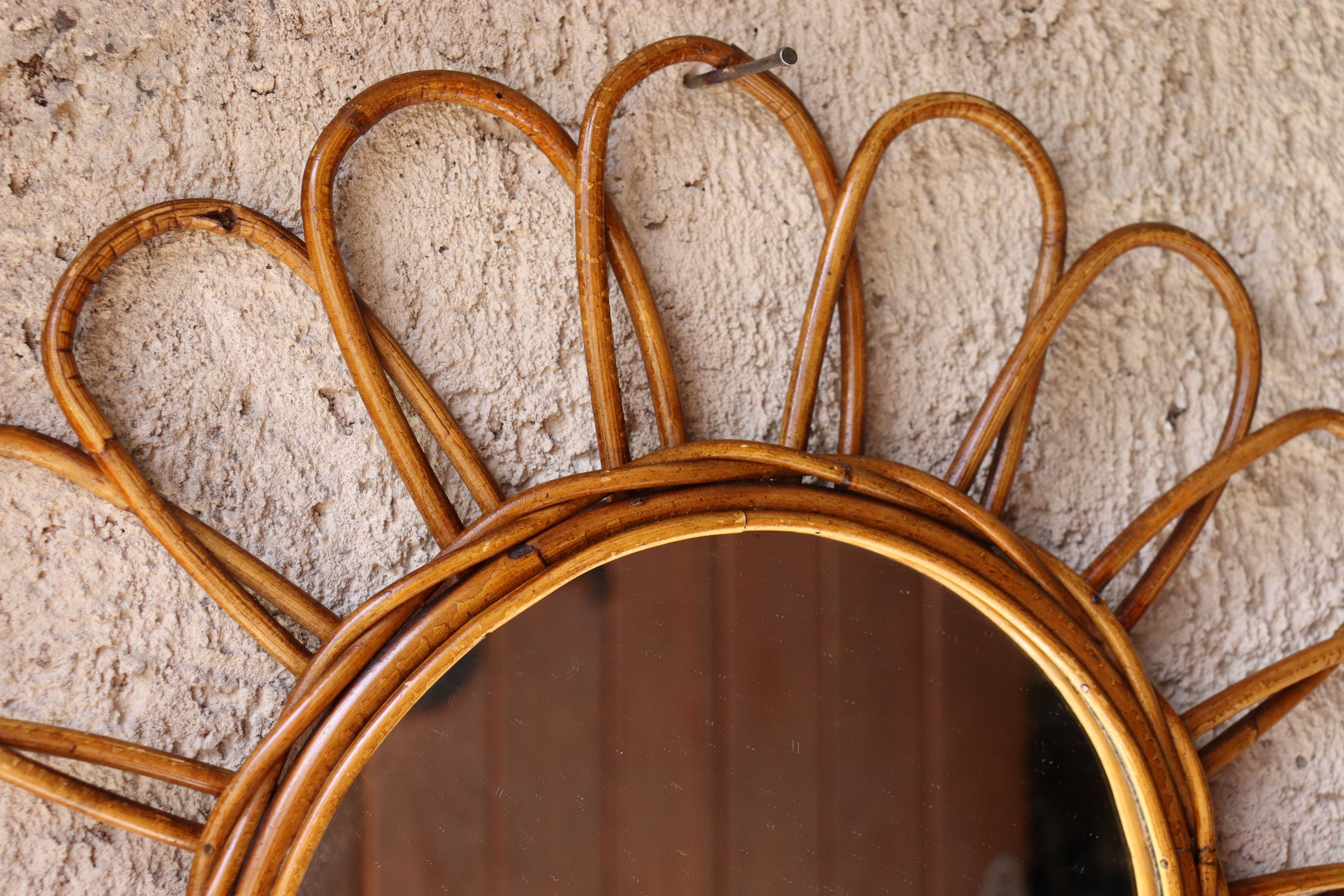 Vintage rattan mirror