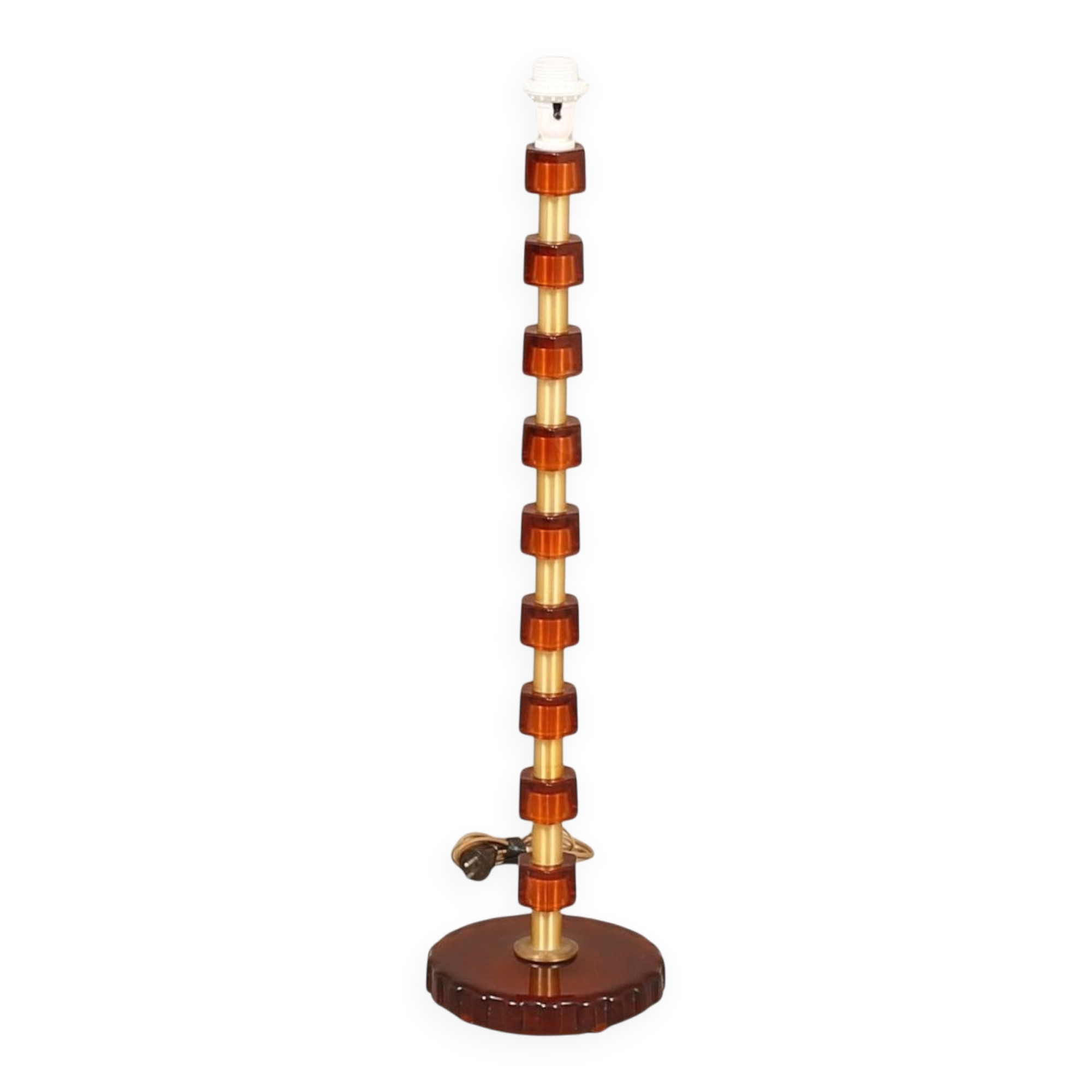 Lampe de Nybro Armaturfabrik Verre moulé clair et laiton Signée Suède 1960