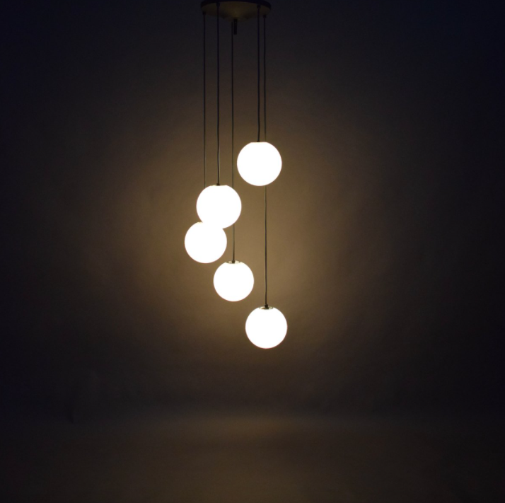 Vintage five-globe ceiling lamp 1960
