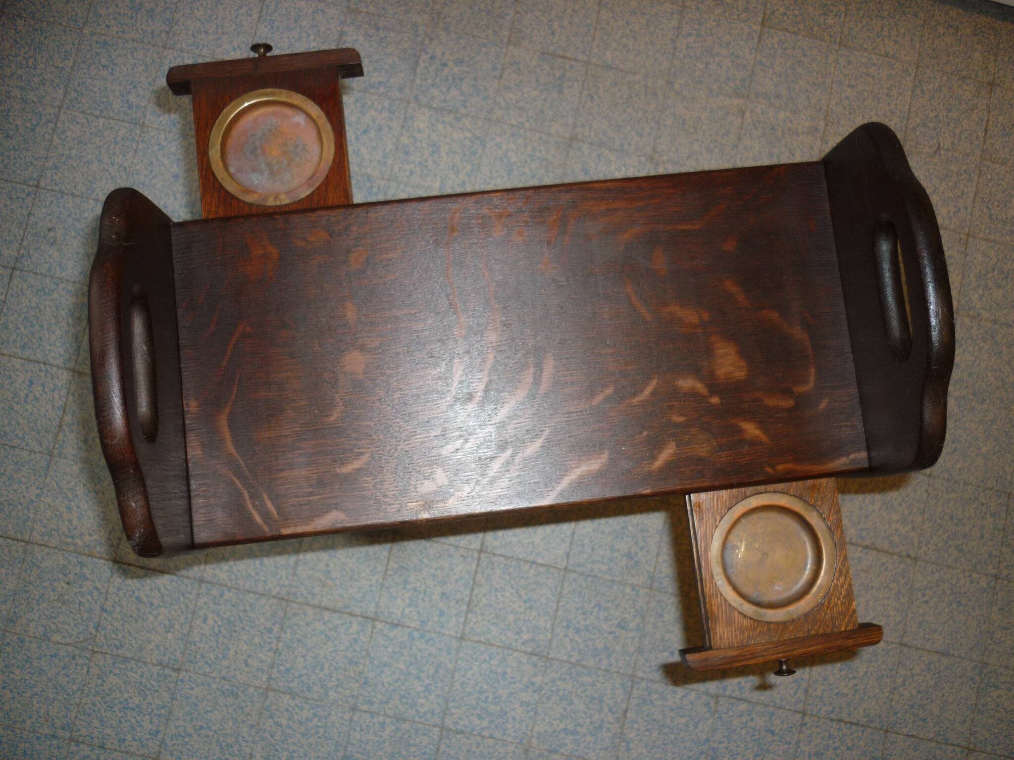 Magazine rack with ashtrays, wooden end table