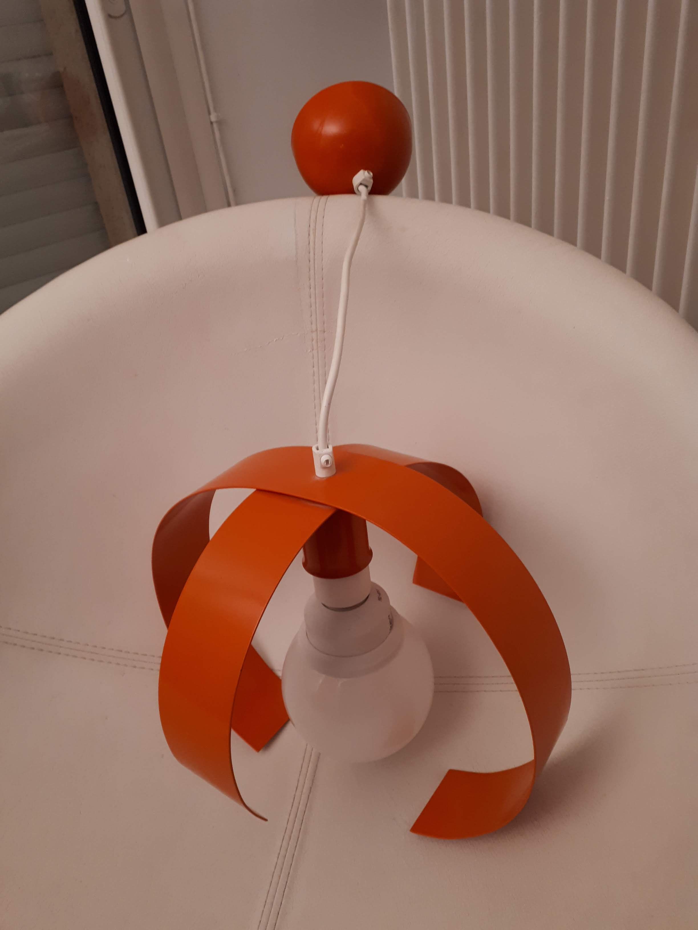 Orange metal suspension light