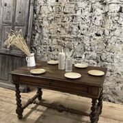 Louis XIII twisted farm table / Turned wooden desk