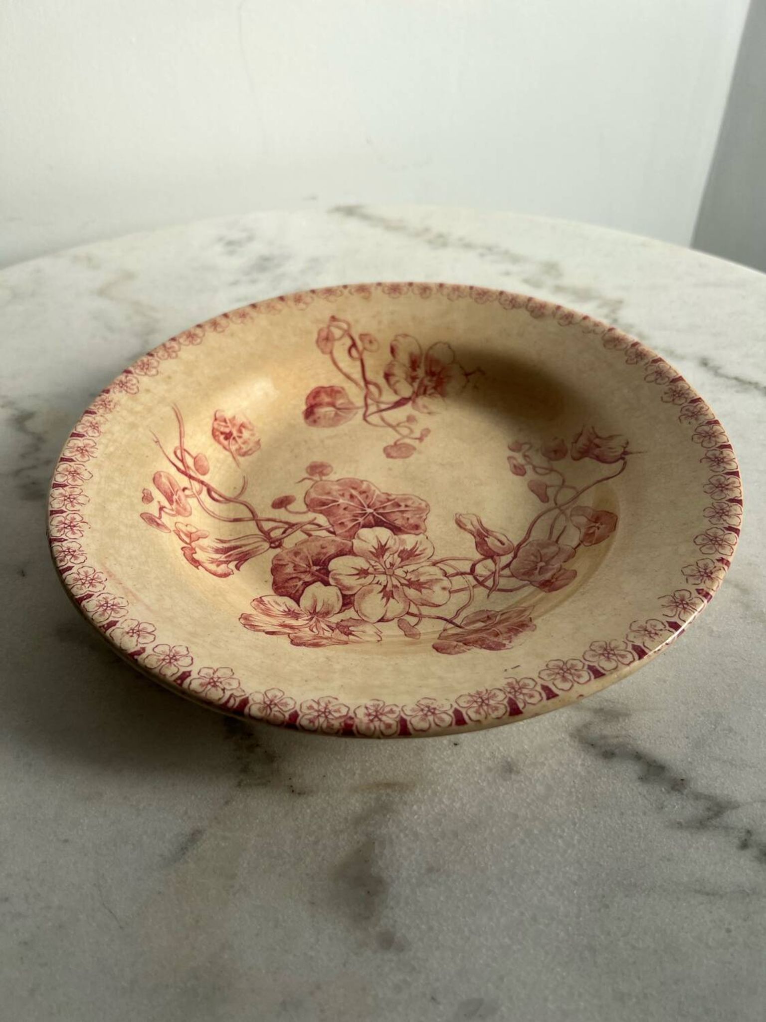 Assiette creuse terre de fer gien capusine 1862