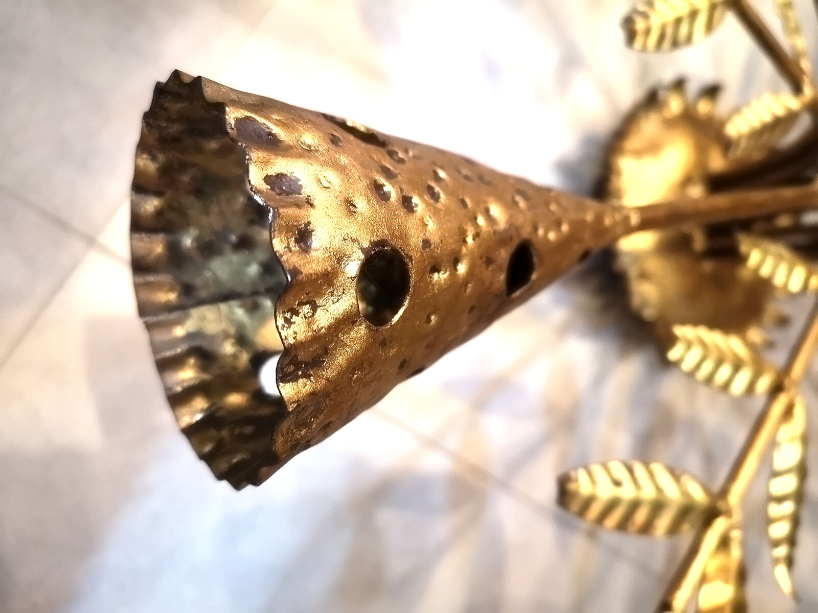 Golden wrought iron lamp