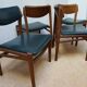 Set of 4 Scandinavian Teak and Green Leatherette Dining Chairs