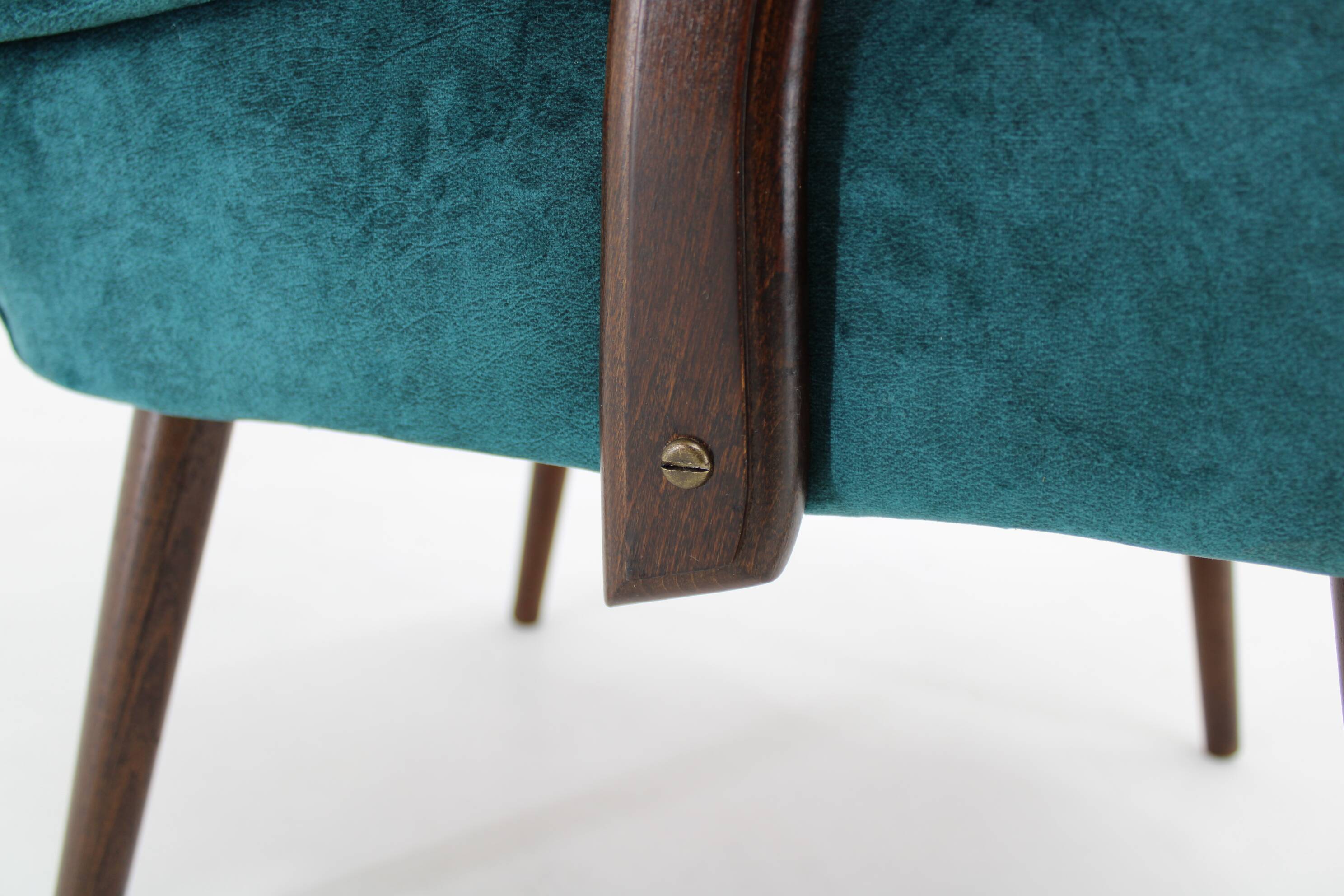 1970s Pair of Refurbished Beech Armchairs in Velvet, Czechoslovakia