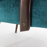 1970s Pair of Refurbished Beech Armchairs in Velvet, Czechoslovakia