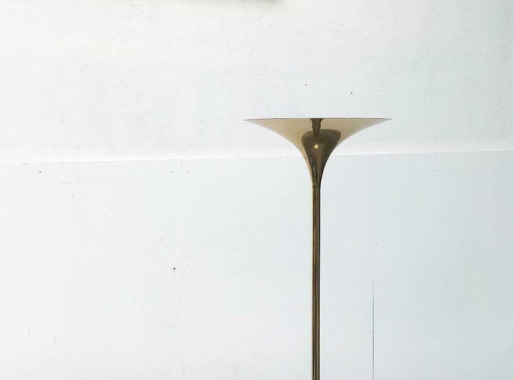 Vintage German floor lamp in Hollywood Regency style made of brass by Doria Leuchten, 1970s.