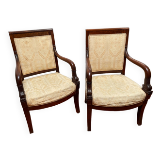 Paire de fauteuils empire