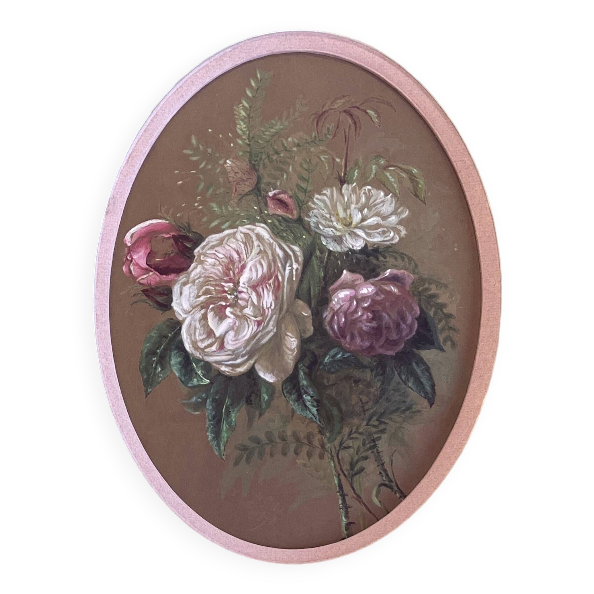 GSP painting "Jetty of roses" late 19th century with frame