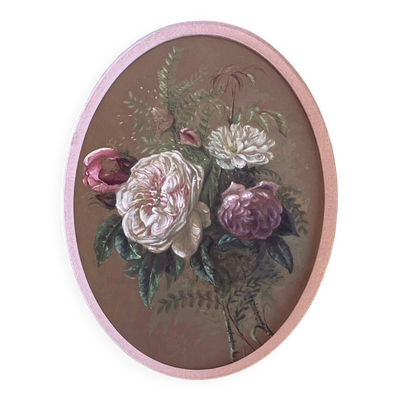 Tableau GSP ''Jetée de roses'' fin XIX° avec encadrement