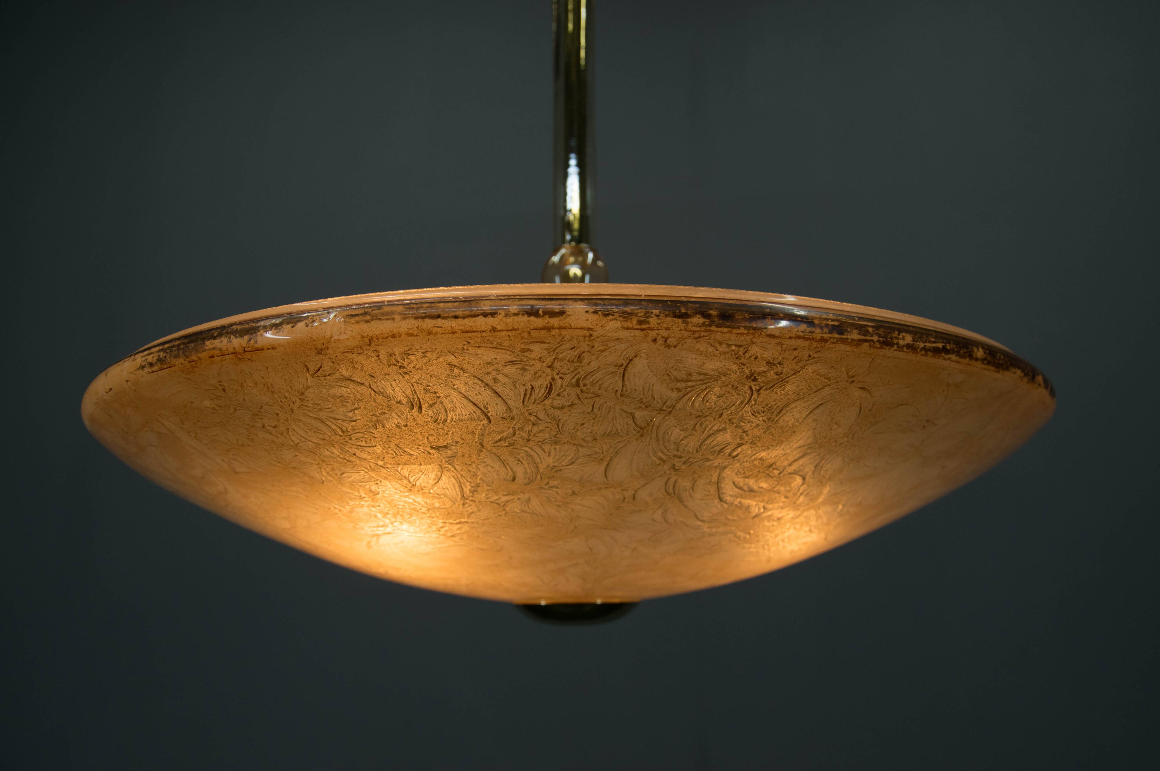 Art Deco Glass Chandelier, Kamenicky Senov, 1930s