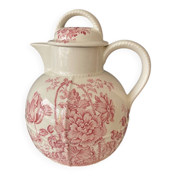Theiere ou cruche en faïence crown devon a decor floral rose feminin
