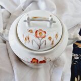 Large sugar bowl or pot in Limoges porcelain Limited Edition of oriental inspiration and hand painted