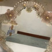 Miroir de table vénitien rose en verre de Murano, années 1960
