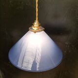 Blue opaline cone pendant light
