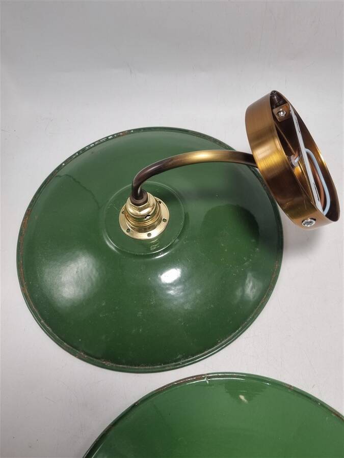 Pair of enameled sheet metal wall lights