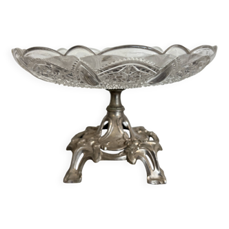 Antique footed cup in chiseled glass