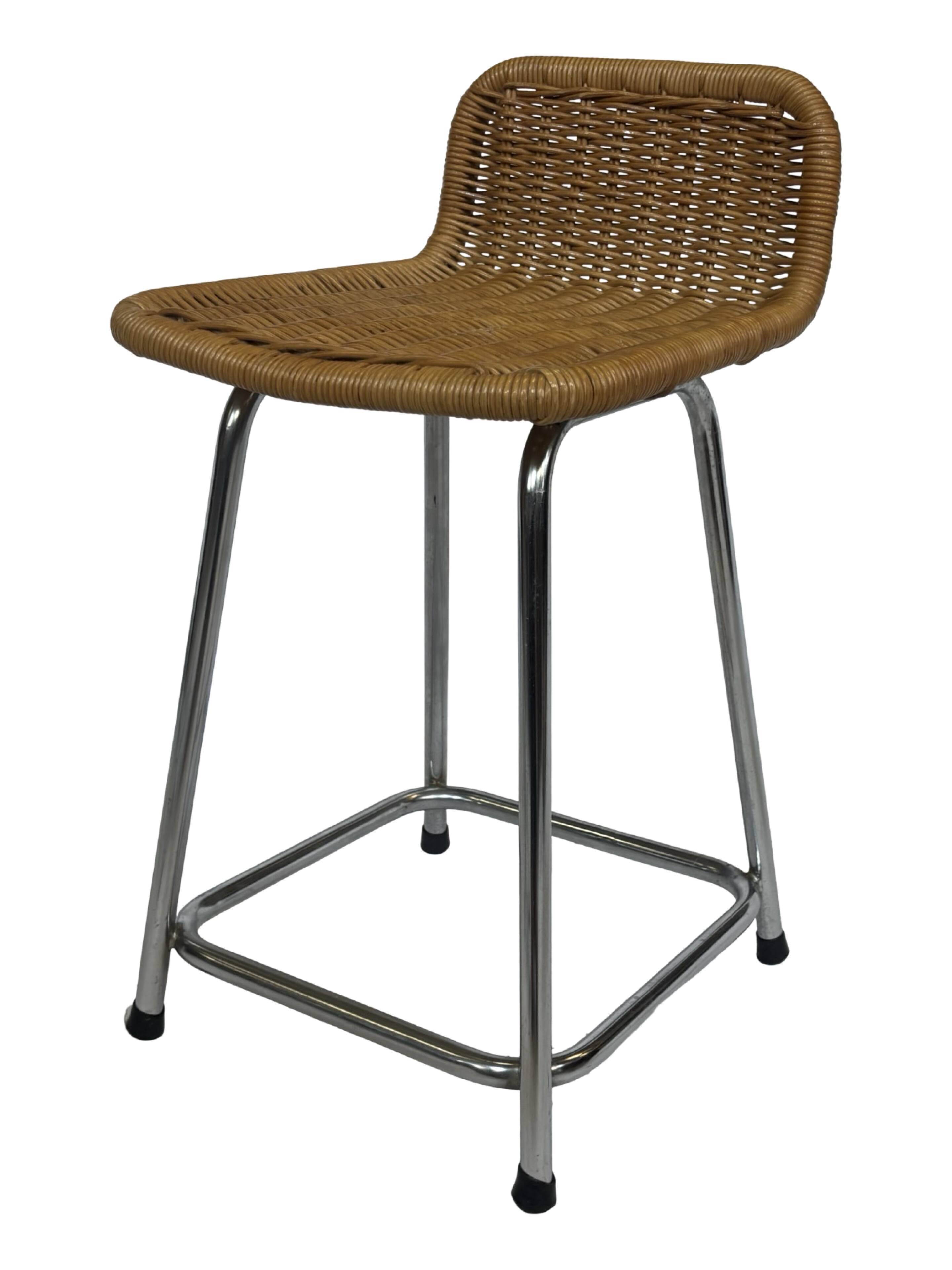 Ensemble de 4 tabourets de bar vintage Dirk Van Sliedregt Rohe Noordwolde modèle bas