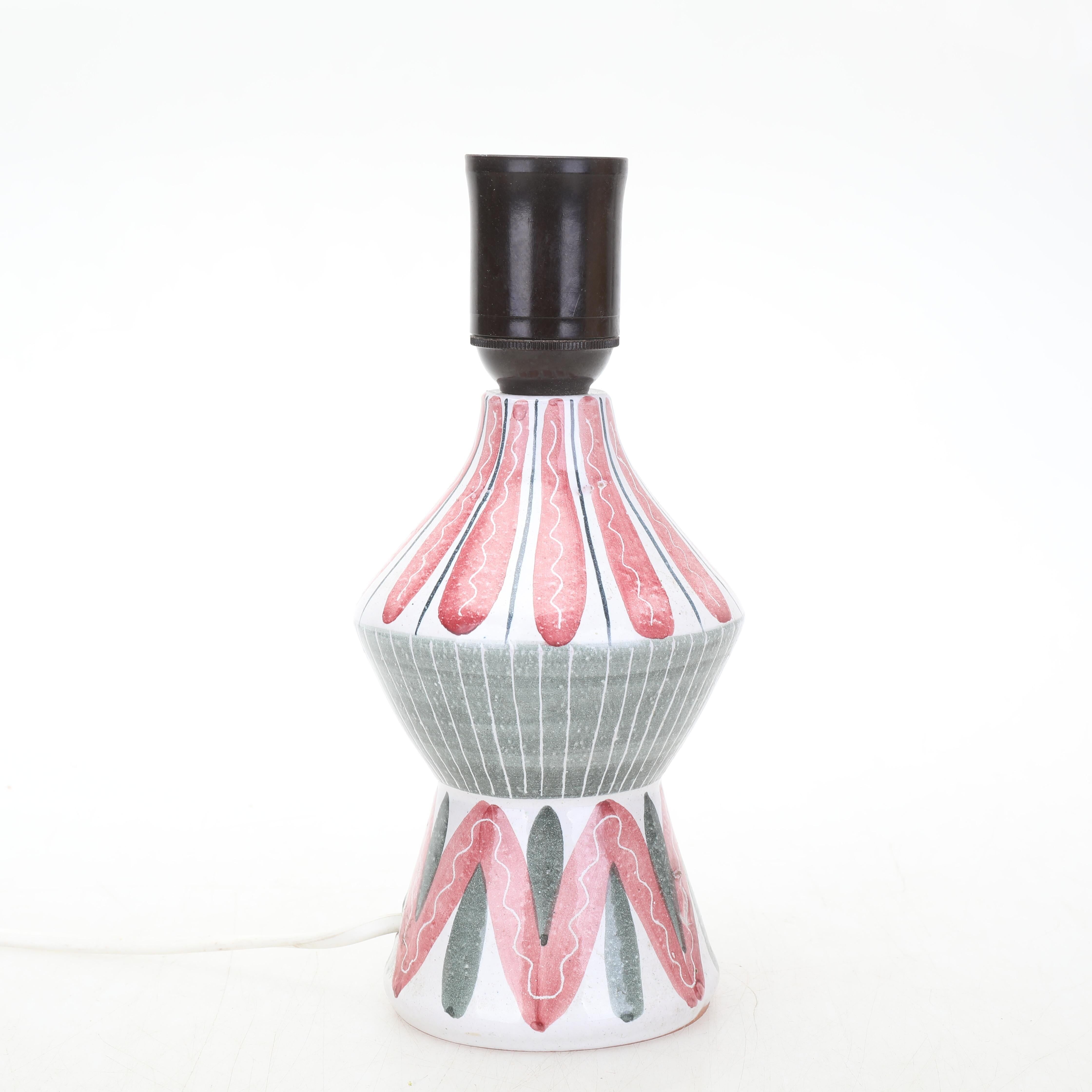 Stieg Lindberg style lamp in hand-painted ceramic, Sweden, 1960, signed Tilgmans