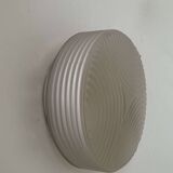 Vintage wall lamp in pressed molded sandblasted glass, France 1960