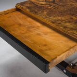 Art Deco French Walnut & Burl Dining Set, 1930s, Set of 7