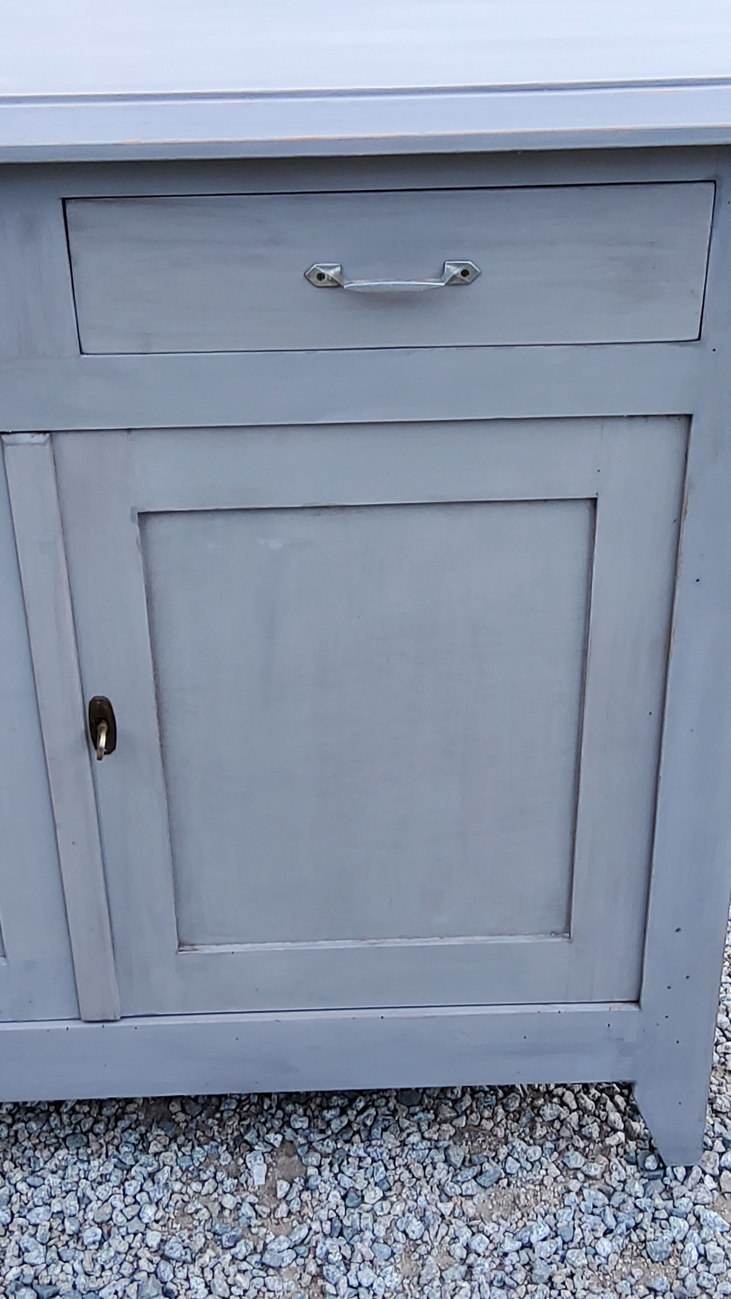Old Parisian buffet 2 doors 2 drawers patina gray