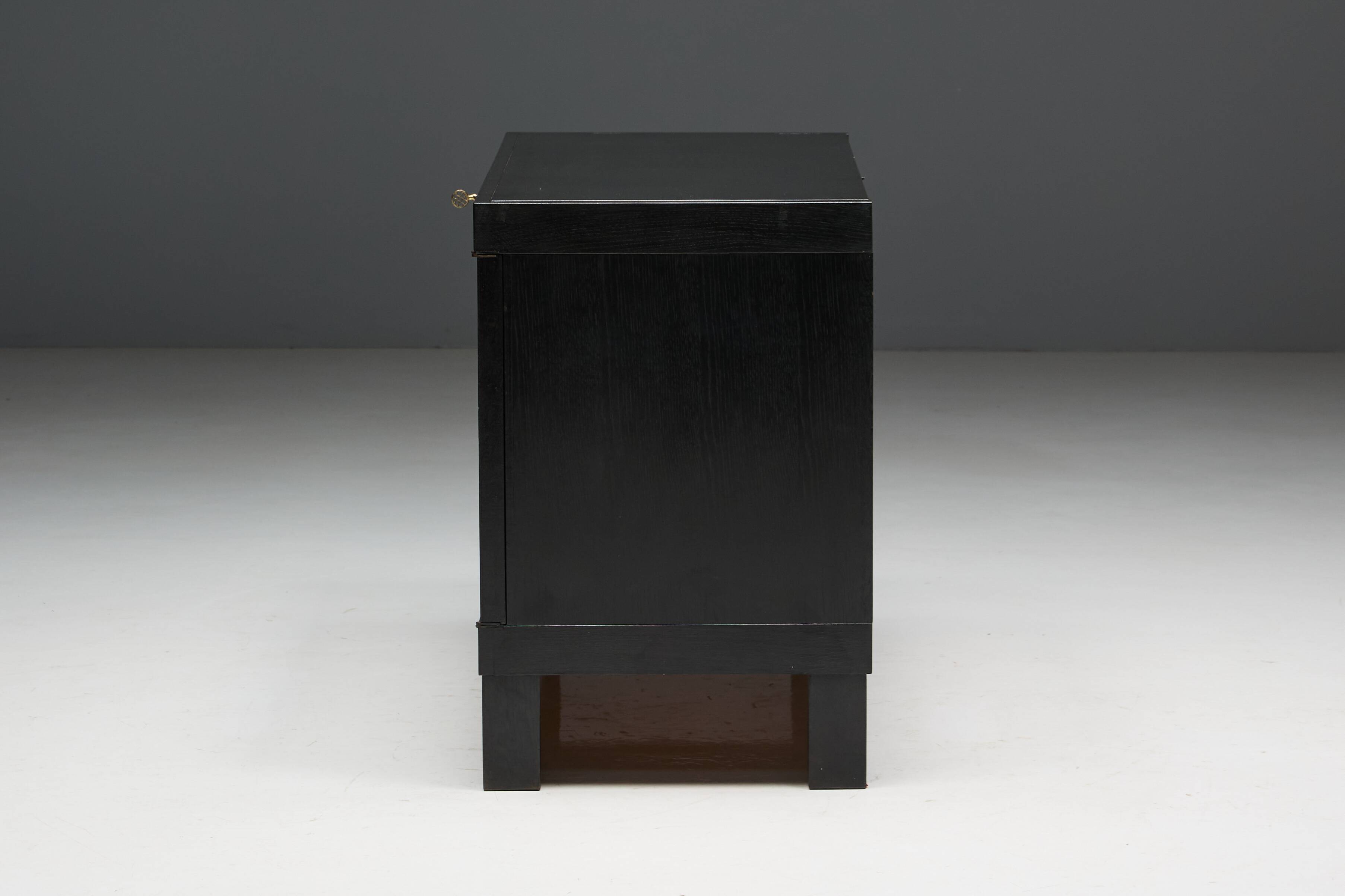 Brutalist De Coene Cabinet in Stained Oak, Belgium, 1970s
