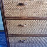 Rattan and bamboo chest of drawers