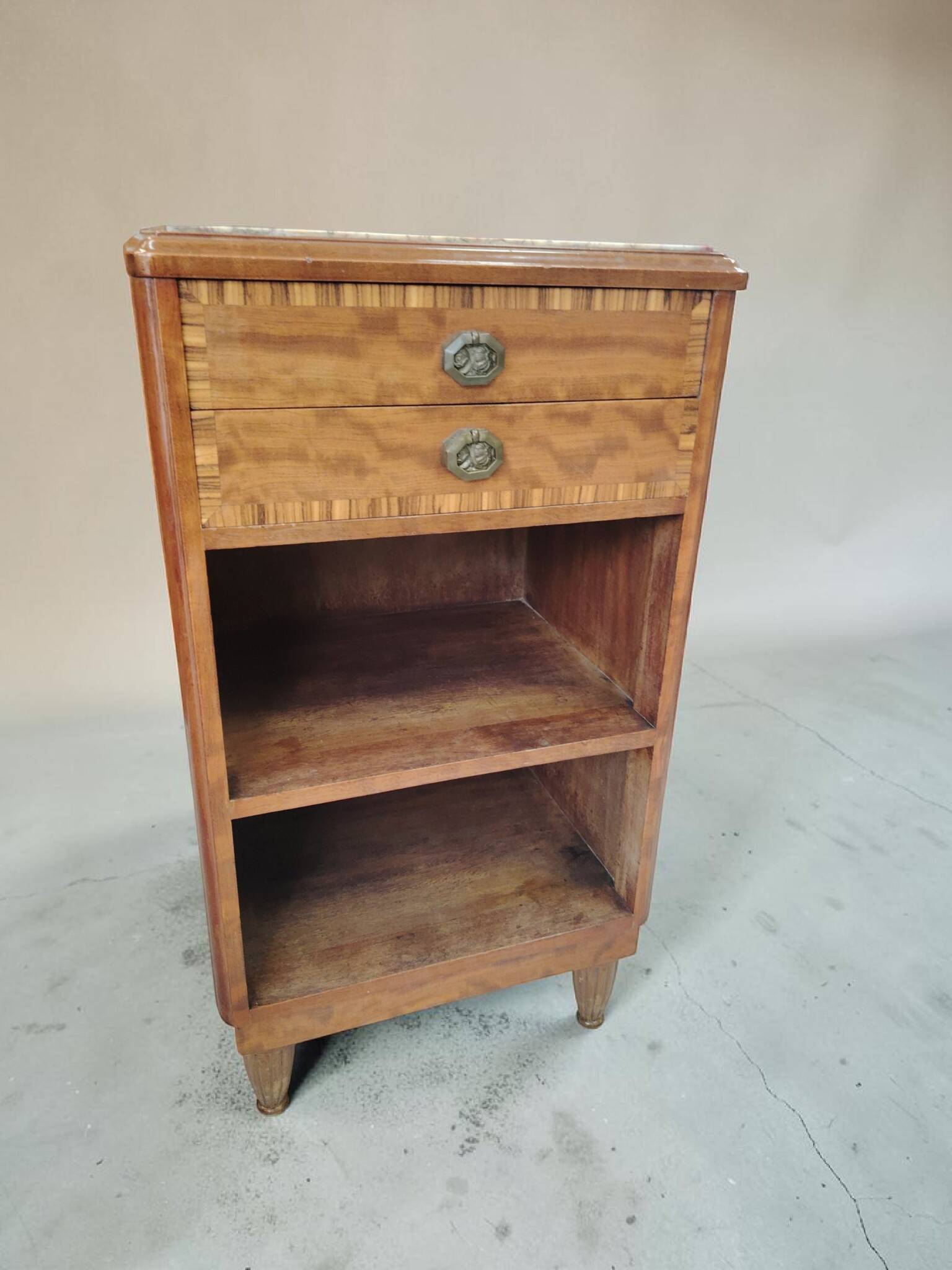 Art Deco Side Table in Walnut and Marble - 1930