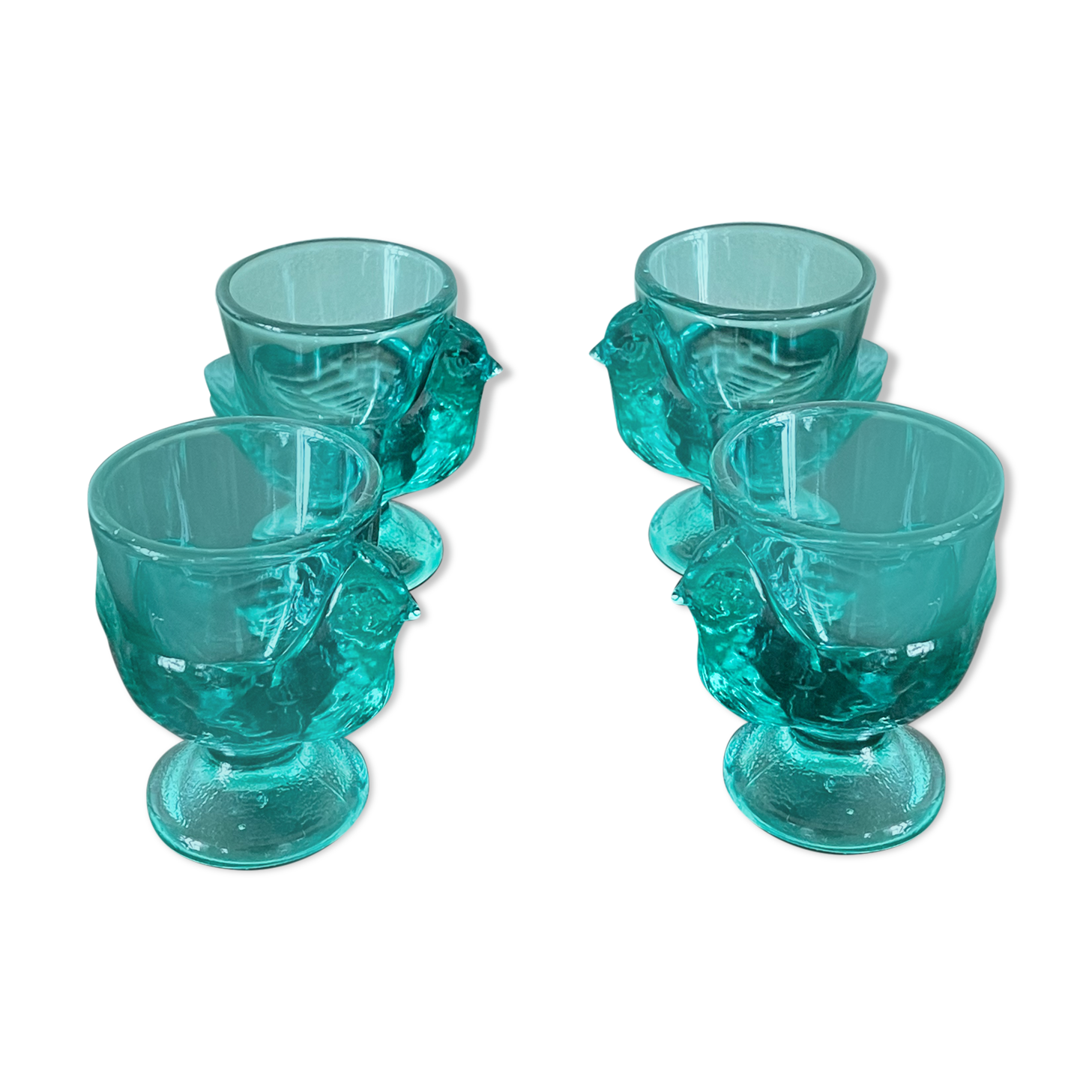 4 moulded glass coquetiers