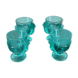 4 moulded glass coquetiers
