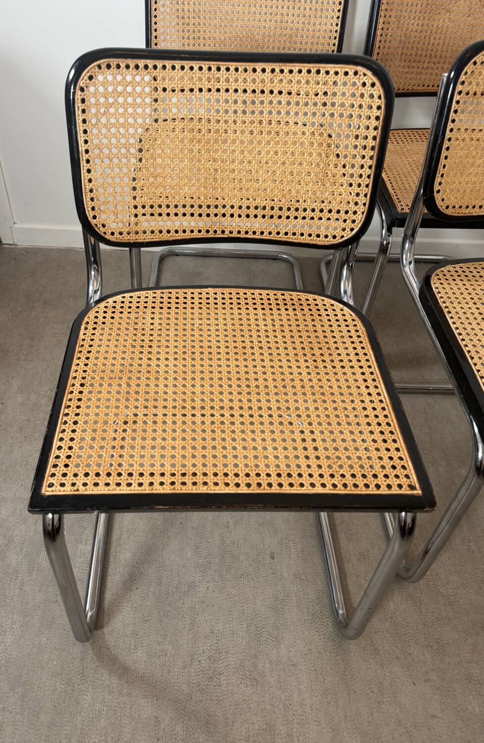Four Marcel Breuer Cesca chairs Made in Italy
