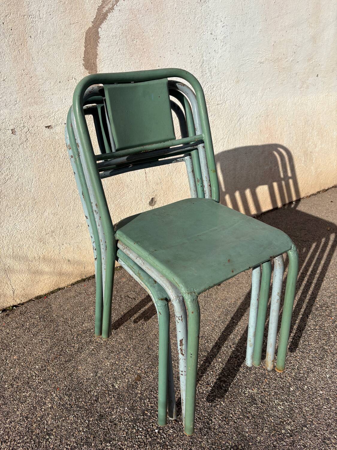 Set of 4 vintage bistro metal chairs
