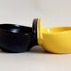 Double two-tone ramekins black yellow 50s
