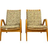 Pair of vintage lounge chairs by Jan Vaněk, removable cushions, 1940s