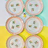 6 large plates in ecru ceramic pattern orchies- moulins des loups -retro-vintage-kitchen