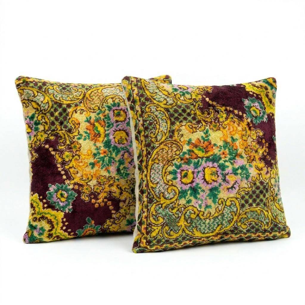 Set of 2 vintage velvet cushion covers 51x51 cm