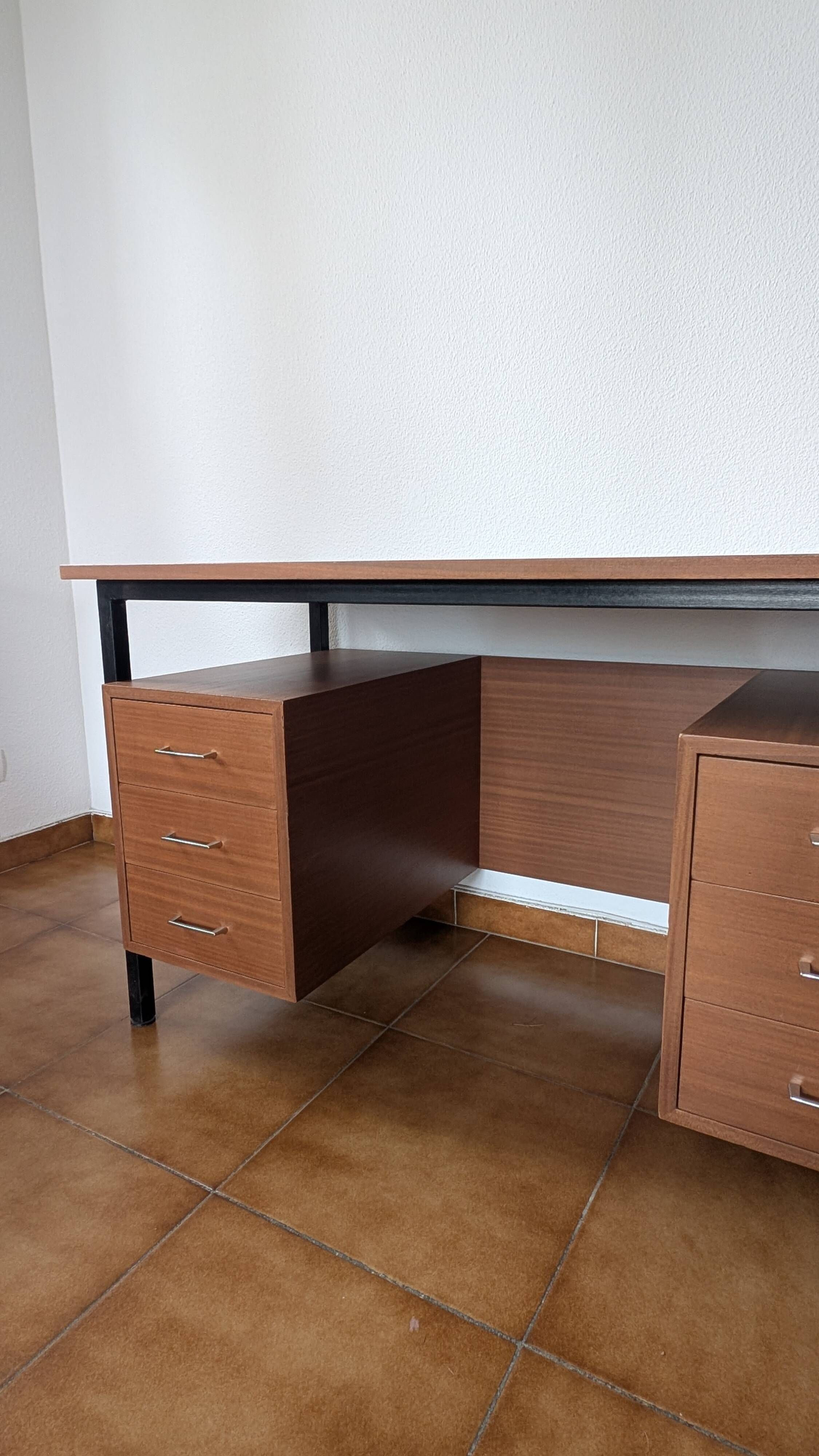 Industrial/craft desk from the 1970s; wood & metal.