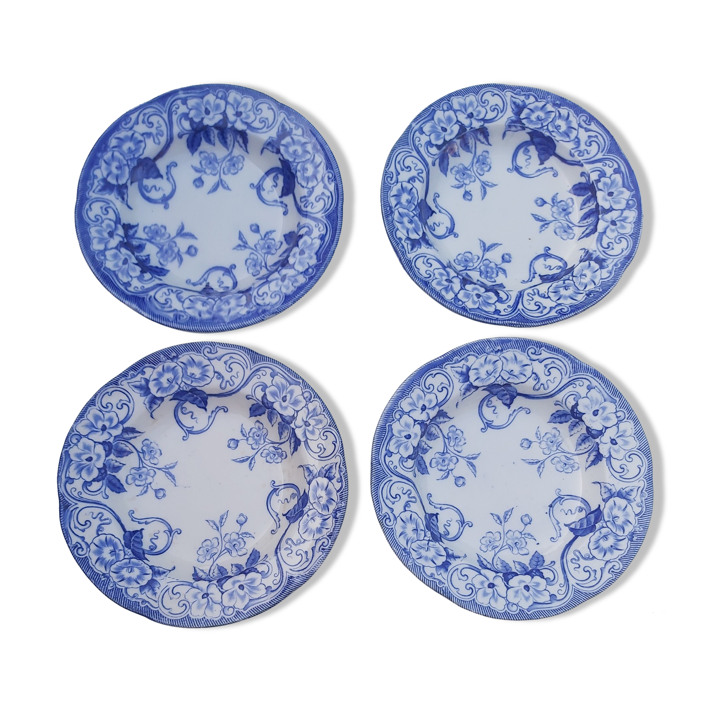 4 hollow plates Creil and Montereau model Flora