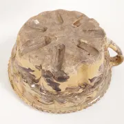 Marbled earthenware baking mould with handle – jaspé, 19th / early 20th c.
