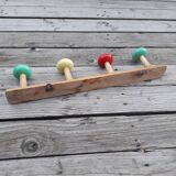 Vintage wall coat rack - Wood and plastic - 1970s