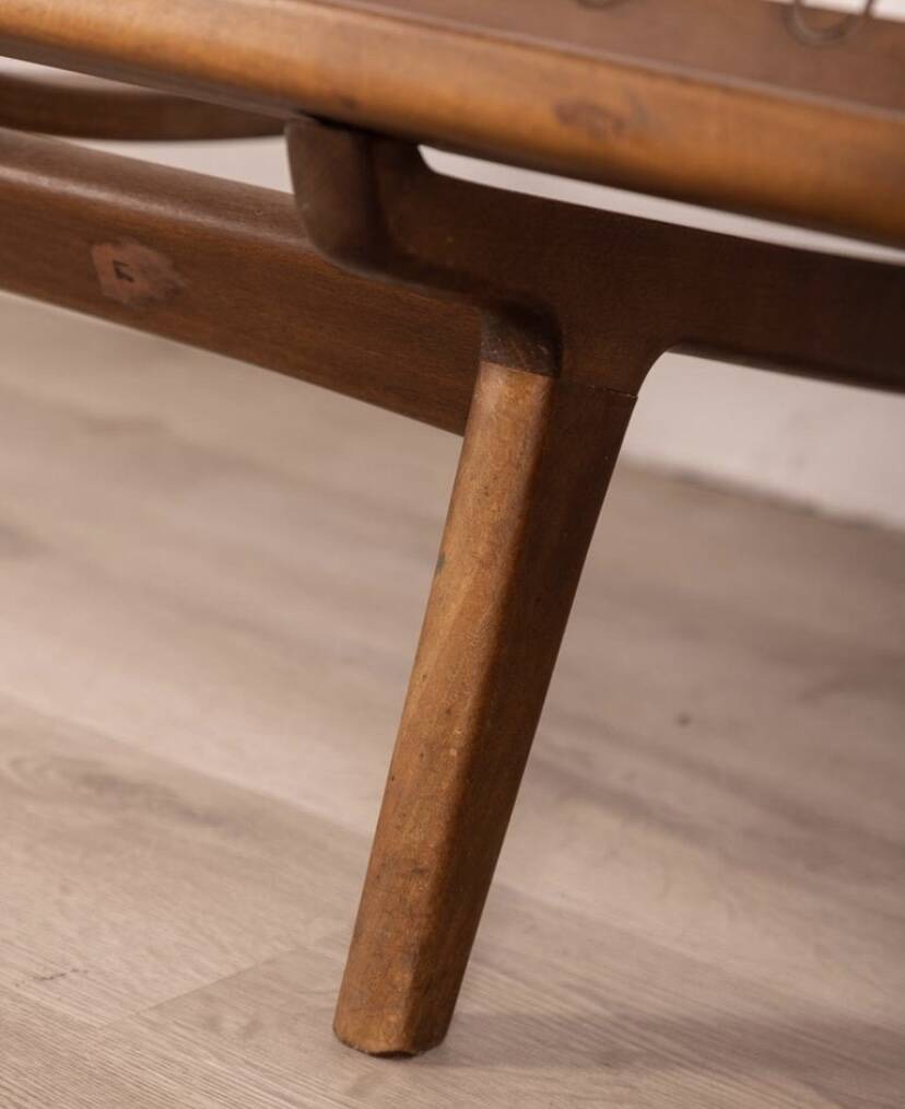 Canapé vintage des années 60 en bois de teck et tissu design danois