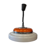 Lampe suspendue vintage blanche et orange space age UFO / lustre