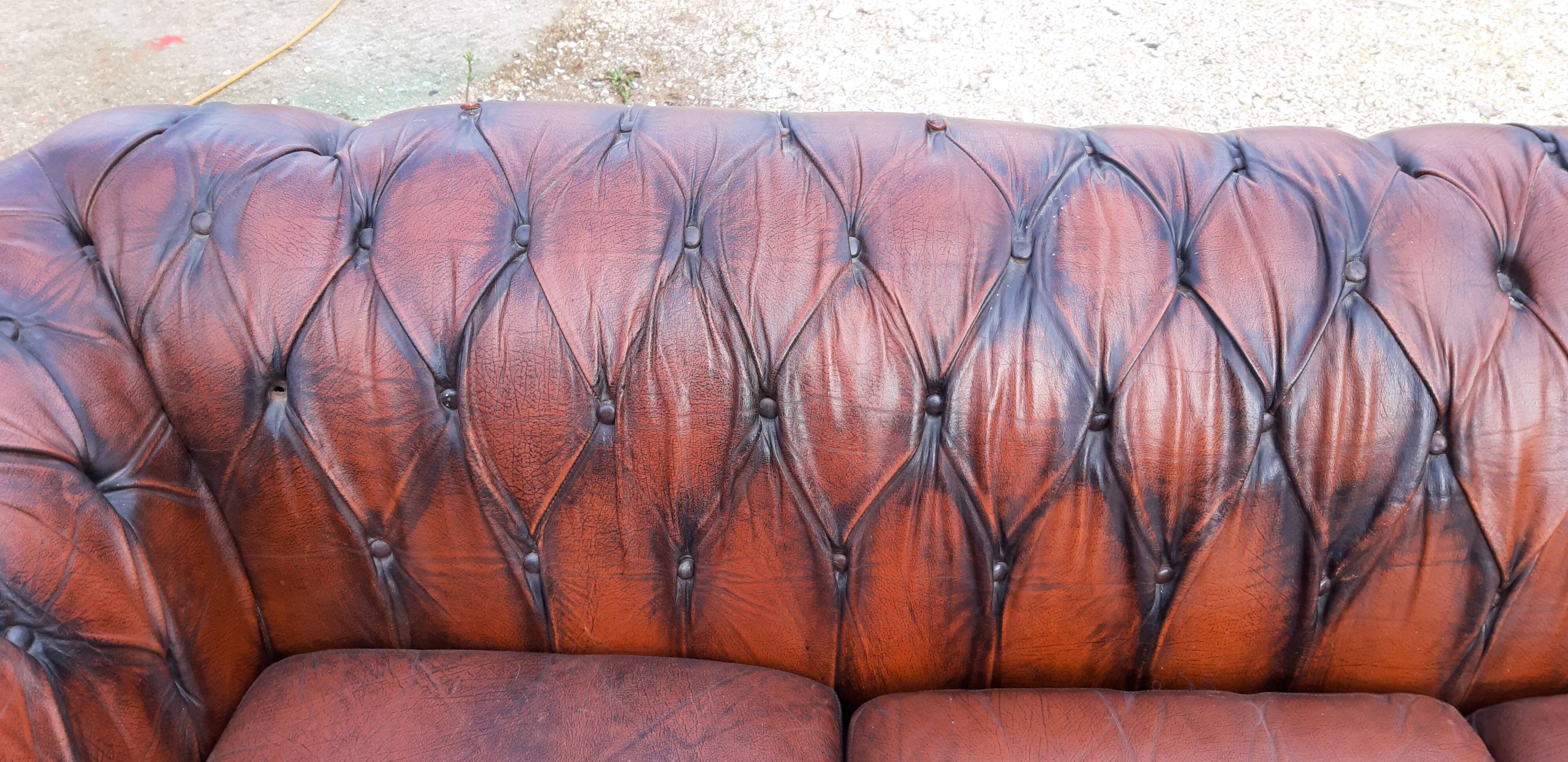 Sofa Chesterfield leather brown