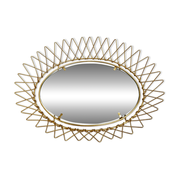 Plateau miroir rétractable Erdecor Escaut • Doré à l'or fin • 1950