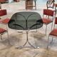 Dining room table + 4 stainless steel and smoked glass chairs 1970